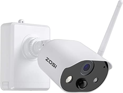 ZOSI C306 1080P Rechargeable Battery Powered Wire Free Camera Indoor Outdoor,80ft Night Vision,2-Way Audio,AI Human Detection,Motion Alert, Smart Light,Sound Alarm, Cloud/SD Card Storage(No SD Card)