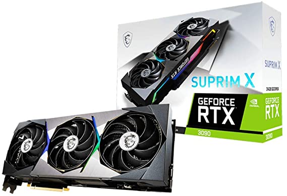 MSI Gaming GeForce RTX 3090 24GB GDRR6X 384-Bit HDMI/DP 1875 MHz Ampere Architecture OC Graphics Card (RTX 3090 Suprim X 24G)