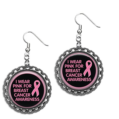 Breast Cancer Awareness Bottlecap Earrings