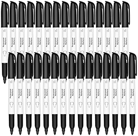 Permanent Markers Pen, Black Fine Point Tip Permanent Marker Pens Set for Writing Doodling Marking, 30 Count