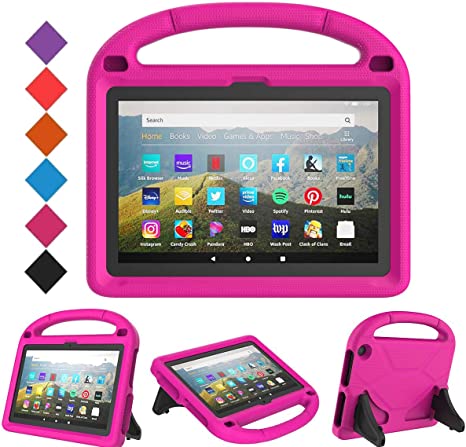 BMOUO All-New Fire HD 8 Tablet Case 2020, Fire HD 8 Plus Case, Shock Proof Light Weight Protective Handle Stand Kids Case for Amazon Fire HD 8 Tablet/Fire HD 8 Plus Tablet (10th Generation,2020 Release), Rose