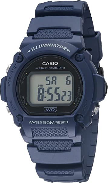 Casio Quartz Fitness Watch with Resin Strap, Blue, 25.5 (Model: W-219H-2AVCF)