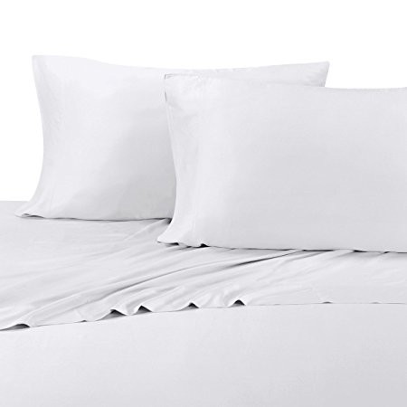Silky Soft Bamboo Sheets, 600 Thread Count, 100% Viscose from Bamboo Sheet Set, Split-King : Adjustable King, White