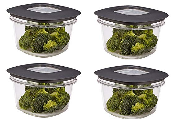 Rubbermaid Premier Food Storage Container, 2 Cup, Grey (4 Pack)