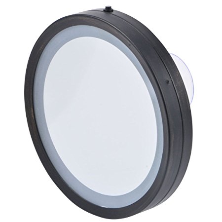 Ovente MLI25BZ Battery Operated LED Lighted Compact Travel Mirror, 6 inch, Hand Painted Oil Rubbed Bronze