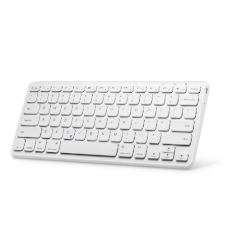 Anker Ultra Compact Slim Profile Wireless Bluetooth Keyboard for iOS, Android, Windows and Mac with Rechargeable 6-Month Battery (White)