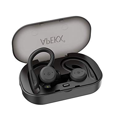 Wireless Headphones APEKX True Wireless Bluetooth 5.0 Sports Earbuds, IPX7 Waterproof Stereo HiFi Sound, Built-in Mic Earphones with Charging Case (Black)