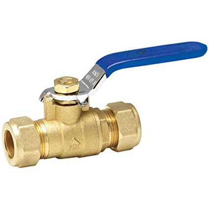 Homewerks 111-1-12-12 No-Lead Standard Port Ball Valve with 1/4-Turn, Compression x Compression, Brass, 1/2-Inch
