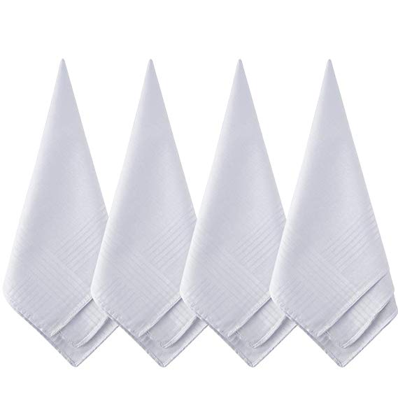 TUPARKA 12 Pack Pure White Cotton Handkerchiefs Large Pocket Squares Hankies for Men