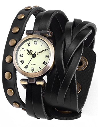 AMPM24 Women's Lady Wrap Around Quartz Watch Bracelet PU Leather