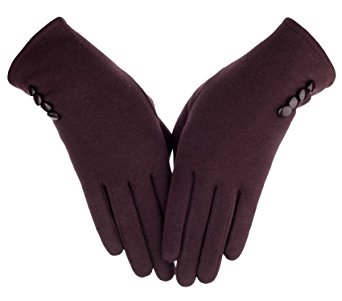 Knolee Women's Button Touch Screen Glove Lined Thick Warmer Winter Gloves