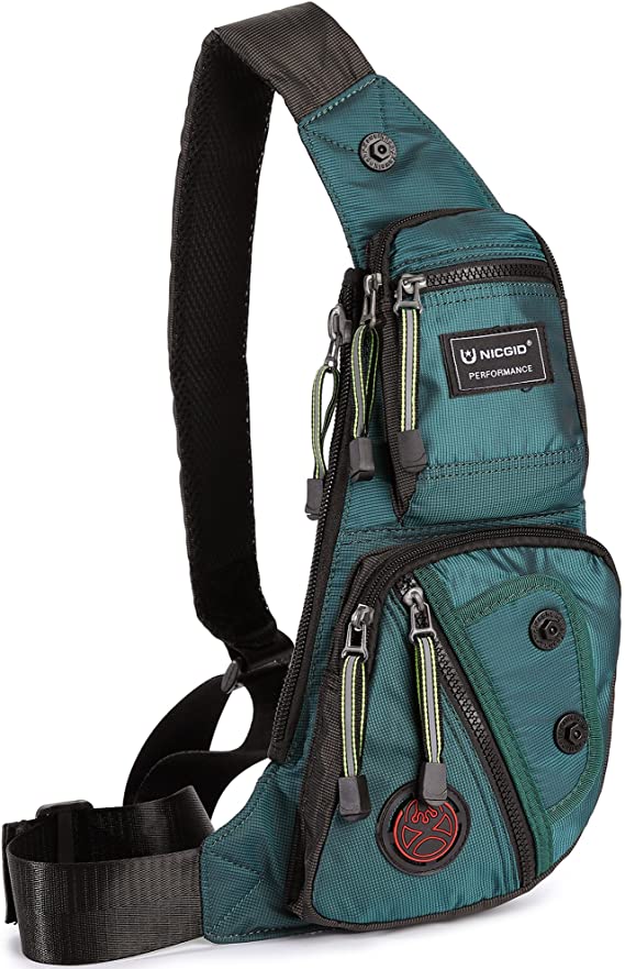 Nicgid Sling Bag Chest Shoulder Backpack Fanny Pack Crossbody Bags for Men (Dark green)