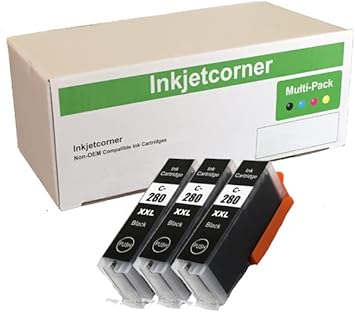 Inkjetcorner Compatible Ink Cartridge Replacement for PGI-280XXL PGBK for use with TR8622 TR8620A TR8620 TR8520 TS6320 TS8320 TR7520 TS702 TS9120 TS8220 (Big Black, 3-Pack)