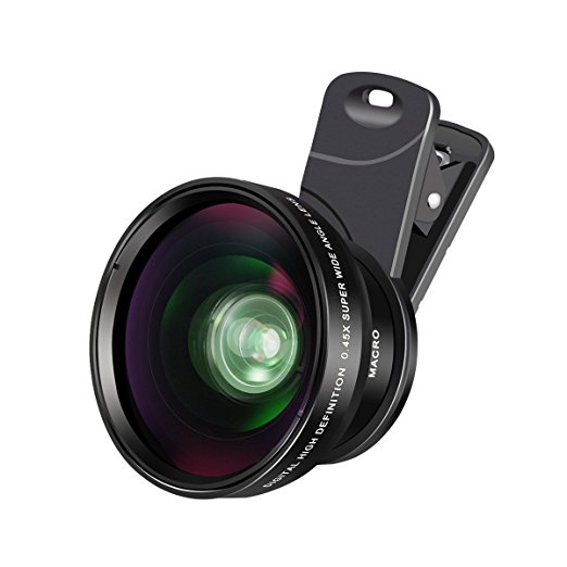 M.Way 2 in 1 Professional HD Camera Lens Kit, 0.45X Super Wide Angle Lens, 12.5X Macro Lens, Clip-On Cell Phone Lens for iPhone 7/7 Plus/6s/6s Plus/6/5, Samsung & Most Smartphones