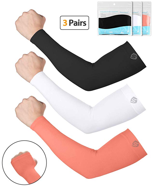 SHINYMOD UV Protection Cooling or Warmer Arm Sleeves for Men Women Kids Sunblock Protective Gloves Running Golf Cycling Driving 1 Pair/ 3 Pairs/ 5 Pairs Long Tattoo Cover Arm Warmer