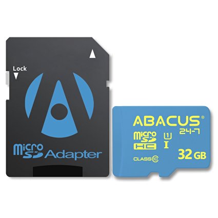 Abacus24-7 32 GB Memory Card [microSD, UHS-I, Class 10] for Cell Phones and Tablets [with SD Adapter]