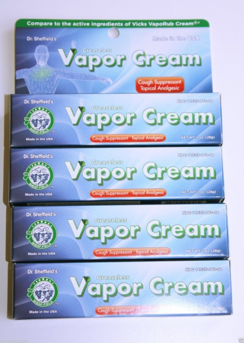 (Lot of 4) Dr. Sheffield's Greaseless Vapor Cream Cough Suppressant 1 Oz Each Fast Shipping