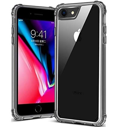 Hocase iPhone 6/6s/7/8 Case, Shock Absorption Slim Fit Clear Hard Back Reinforced TPU Rubber Corners Hybrid Drop Protective Case Cover for iPhone 6/6s/7/8 with 4.7-inch Display - Gray