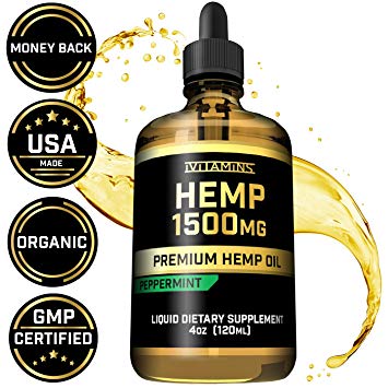 iVitamins Hemp Oil for Pain Anxiety Relief :: 1500mg :: Natural Full Spectrum Hemp Seed Extract :: May Help with Pain, Anxiety, Mood, Sleep   More :: Zero THC CBD Cannabidiol :: Non-GMO