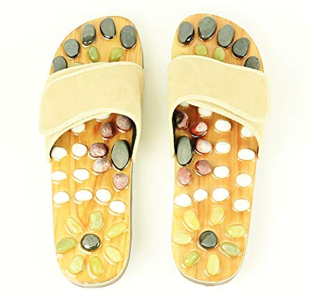 iLIVING Natural Stone Massage Shoes - Reflexology Sandals (Small)