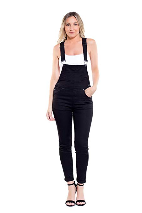 Design by Olivia Women's Classic and Distressed Skinny Jumpsuit Overalls in Various Styles