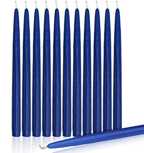 Higlow Dripless Taper Candles 8" Inch Tall Wedding Dinner Candle Set of 12 (Royal Blue)