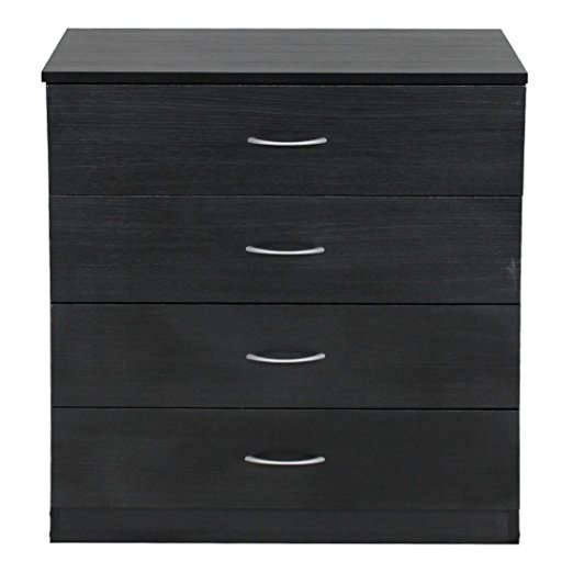 Devoted2Home Budget Chest of 4 Drawers, Wood - Black
