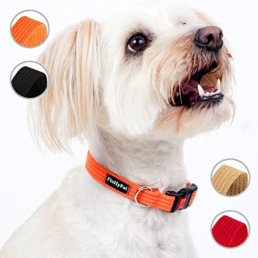 FluffyPal Cotton Dog Collar For Small Dogs - Sturdy, Durable And More Importantly Secure Adjustable Pet Collar! Secure Your Dog, Walk With Confidence And Make Your Dog Stand Out At The Dog Park