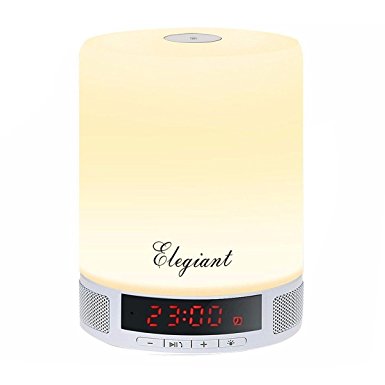 LED Bluetooth Speaker,ELEGIANT Multifunctional Wireless Bluetooth 4.0 Speaker with LED Table Lamp with Dynamic Color Changing Mode Alarm Clock Speakerphone and Support TF Card - Hands-Free Calls