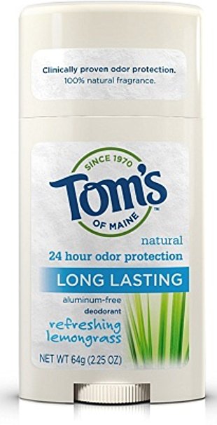 Tom's of Maine Long Lasting Natural Aluminum Free Deodorant Stick Refreshing, Lemongrass 2.25 oz