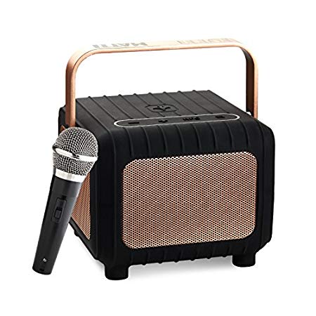Tutti Matti Dual System Wi-Fi and Bluetooth Portable Party Systems including One Wired Microphone for Karaoke (Black & Copper)