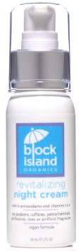 Block Island Organics - Organic Revitalizing Night Cream with Antioxidants Vitamin C and E - Deeply Moisturizes the Face Neck Eyes and Deacutecolleteacute - Vegan Formula - EWG Top Rated - 2 FL OZ