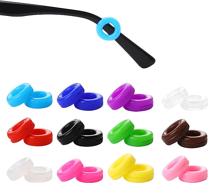 24 Pcs Silicone Glasses Ear Grip Eyeglass Temple Tip Sleeve Retainer Round Ear Cushion Multicolor Anti Slip Ear Pad for Kids and Adults Sunglasses