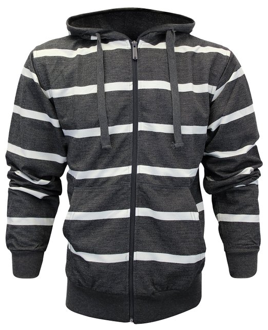 Enimay Men's Athletic Stripe Thick Knit Sports Hoodie Zip Up (Many Colors)