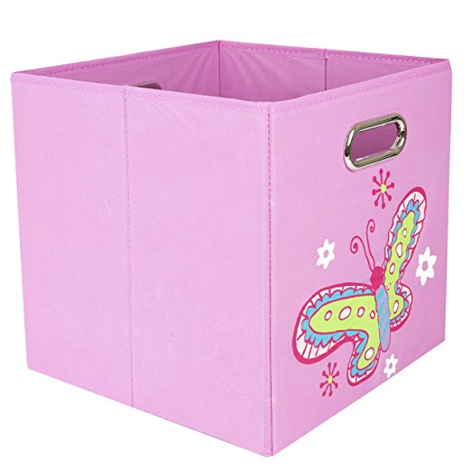 Nuby Folding Storage Bin, Light Pink Butterfly