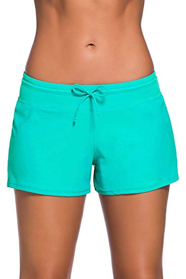 Bsubseach Women Side Split Swim Boardshorts Swim Shorts with Adjustable Ties(S-XXXL)