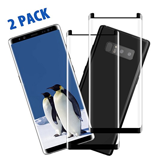 Pasnity Screen Protector for Galaxy Note 8, 2-Pack Tempered Glass [Case Friendly] 3D Curved Edge Ultra Clear 9H Hardness, [No Bubbles] [Scratch] [Anti Fingerprint], Easy to install