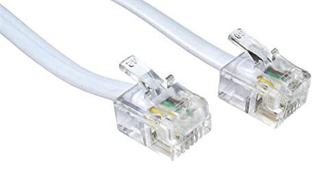 rhinocables® RJ11 ADSL Cable Premium Quality Lead High Speed Male BT Internet Broadband Modem Router Telephone Wire (7.5m, White) C2119