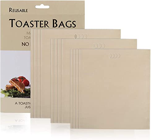 GWHOLE Toaster Bag, 3 Sizes 12 Pack Non-Stick Reusable Toaster Bags Hear Resistant Microwave Oven Toaster Sandwich Bags for Grilled Cheese Sandwich Pizza