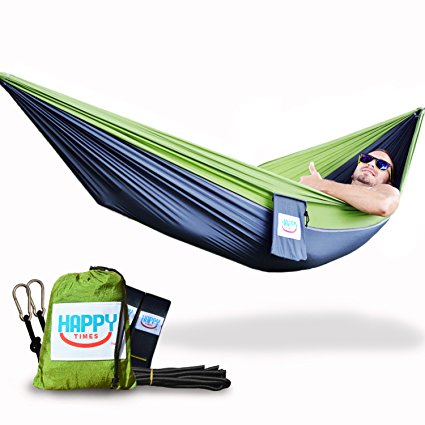 HAPPY TIMES HAMMOCK SHOP | Relax in Our Single & Double Nylon Parachute Hammocks | Lightweight Travel Hammocks for Portable Camping, Backpacking, Hiking & Music Festivals