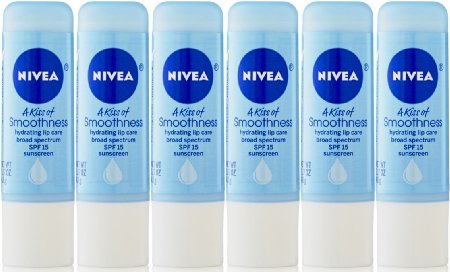 Nivea a Kiss of Smoothness Hydrating SPF 15 Lip Care, 0.17-Ounce Sticks (Pack of 6)