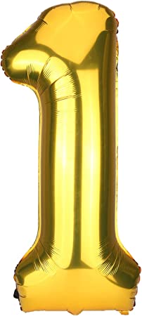 KINBOM Gold Number 1 Balloon Inflatable Large Foil Balloon for Birthday Party Celebration Decoration (40inch)