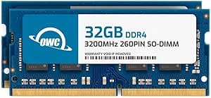 OWC 64GB (2x32GB) DDR4 3200MHz PC4-25600 CL22 2RX8 SO-DIMM 1.2V 260-pin Laptop Memory RAM