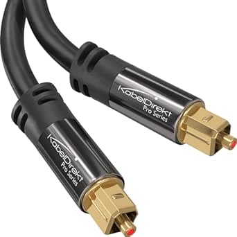 KabelDirekt Optical Audio Cable - 25ft digital optical cable for soundbars, fiber optic cable (TOSLINK to TOSLINK, digital S/PDIF cable, stereo systems/amplifiers/amps, home cinema, Xbox One/PS4)