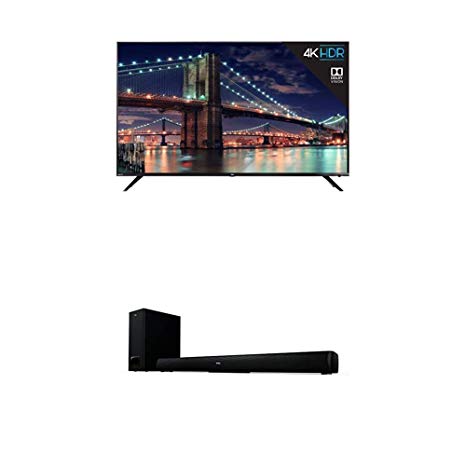 TCL 55R617-CA 4K Ultra HD Smart LED Television (2019), 55" Bundle with Alto 5  2.1 Channel Home Theater Sound Bar and Wireless Subwoofer