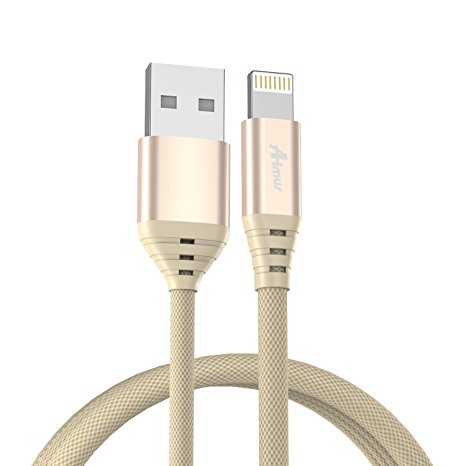 Aimus iPhone Charger, 6.6Ft [Apple MFi Certified] Nylon Braided Lightning Cable for iPhone7/7 Plus 6/6s Plus 5s/5c/5, iPad Pro Air 2, iPad mini 4 3 2, iPod touch 5th gen / 6th gen / nano 7th gen-Gold