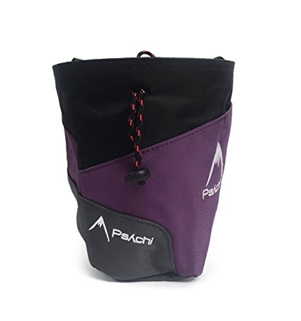 Psychi Premium Chalk Bag for Bouldering Rock Climbing with Rear Zip Pocket and Waist Belt