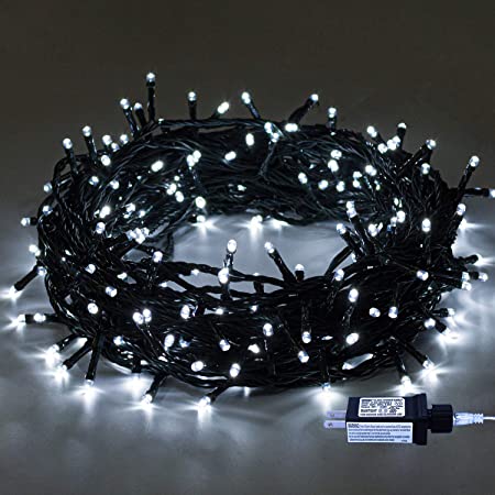 Indoor Christmas String Lights - 220 LEDs 82ft/25m 8 Modes Memory Function End-to-End Plug in Outdoor Waterproof Decorative Fairy Twinkle Lights for Tree/Wedding/Thanksgiving Day/Patio - Cool White