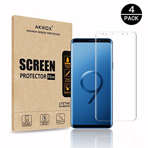 [4 in Pack ] Samsung Galaxy S9 Screen Protector, Akwox [Anti-Bubble] [HD Clear] Full Coverage PET Screen Protective Film for Samsung Galaxy S9 -NOT GLASS