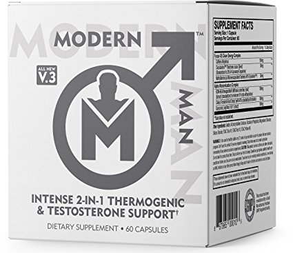 MODERN MAN V3 - Testosterone Booster   Thermogenic Fat Burner For Men, Boost Focus, Energy & Alpha Drive - Anabolic Weight Loss Supplement & Lean Muscle Builder | Lose Belly Fat - 60 Capsules